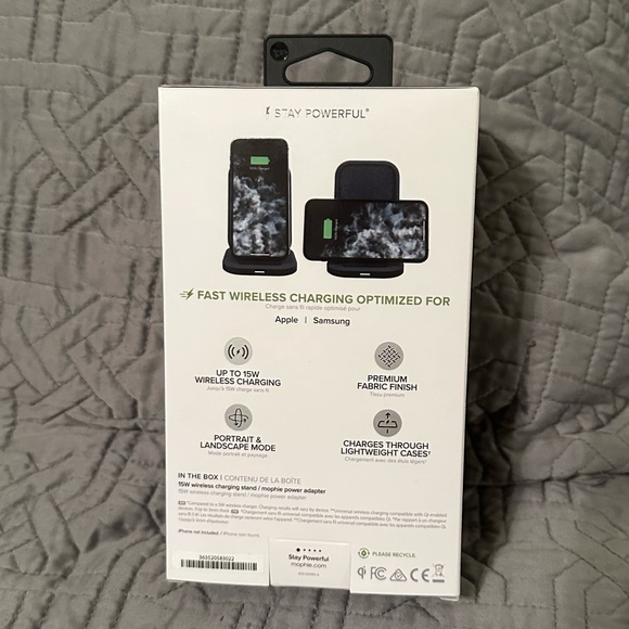 📱 mophie Universal Wireless Charging Stand - 15 Watt Fast Charger Black - Picture 2 of 6